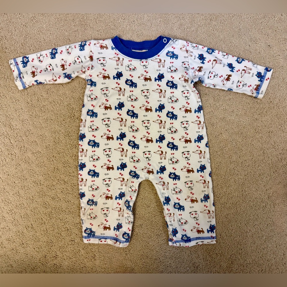 Baby Luigi Dog Print Long Sleeve Romper 12M Boutique One Piece Snap Bottom